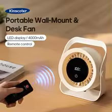Portable Smart Cooling Fan – 4000mAh Rechargeable Desk & Wall Fan