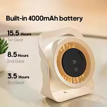 Portable Smart Cooling Fan – 4000mAh Rechargeable Desk & Wall Fan